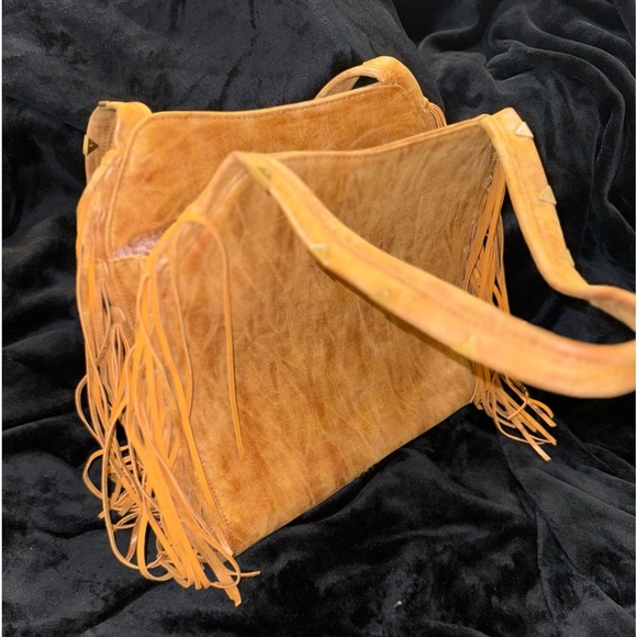 STEVEN-BY STEVE MADDEN GOLD STUD FRINGE HANDBAG - Picture 10 of 15